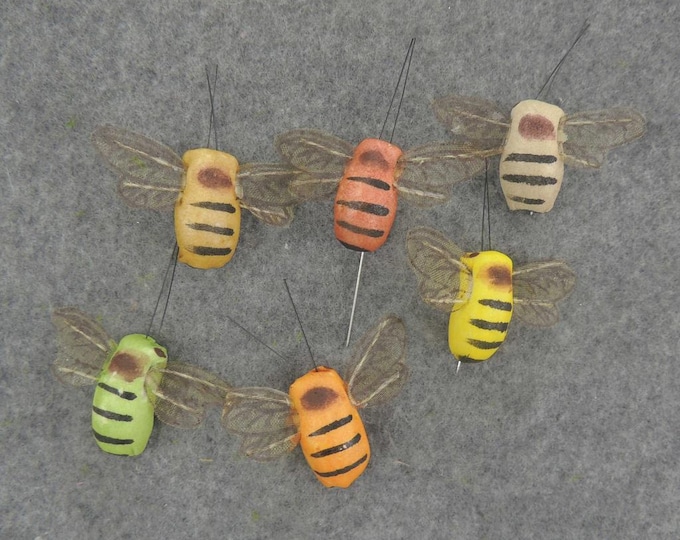 Assorted Colors Spring Summer Bumble Bees Floral - Set of 6