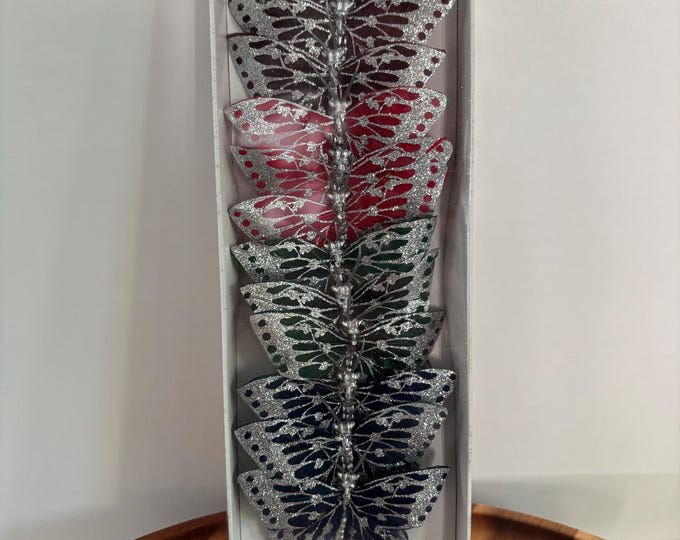 Glitter Butterflies Floral Picks - Set of 12