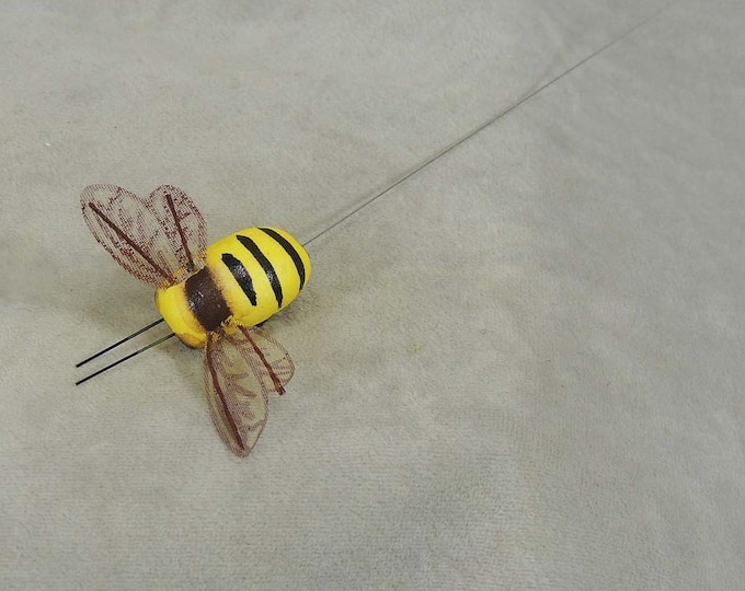 Yellow Spring Summer Bumble Bee Floral Picks - Set of 6