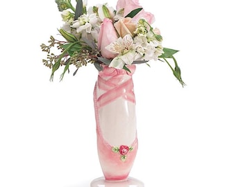 Pink and White Ballet Slipper Ceramic Vase