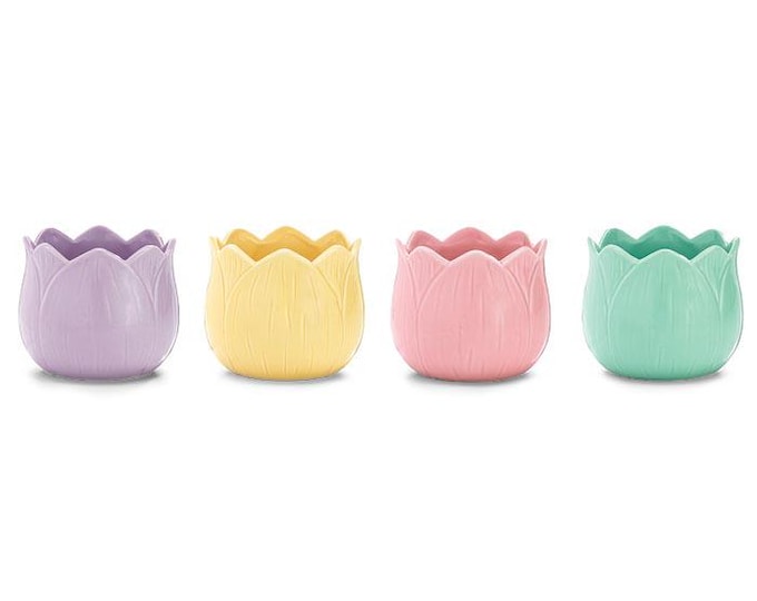 Spring Ceramic Tulip Planters or Vases - Set of 4
