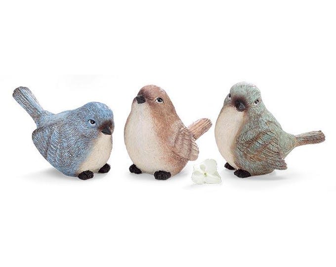 Birds Figurines in Green, Blue, and Brown - Set of 3