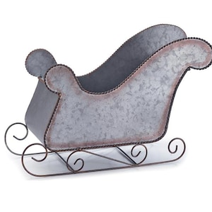Galvanized Tin Christmas Sleigh Planter