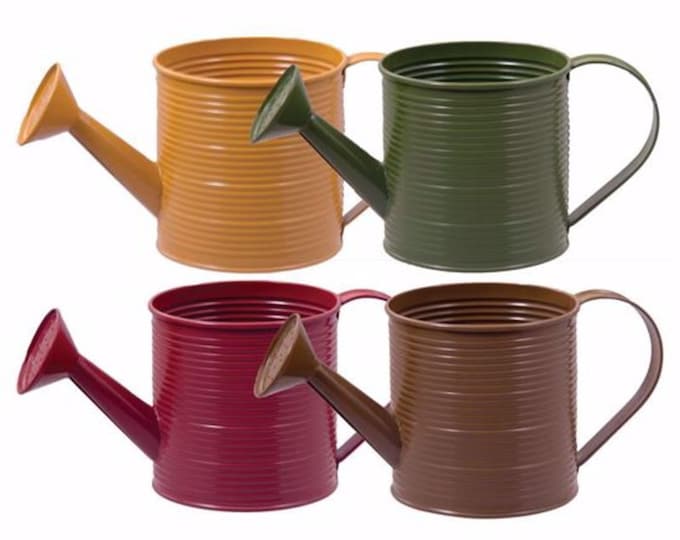 Tin Fall–Colored Watering Can Planter Container - Assorted Colors - Set of 2