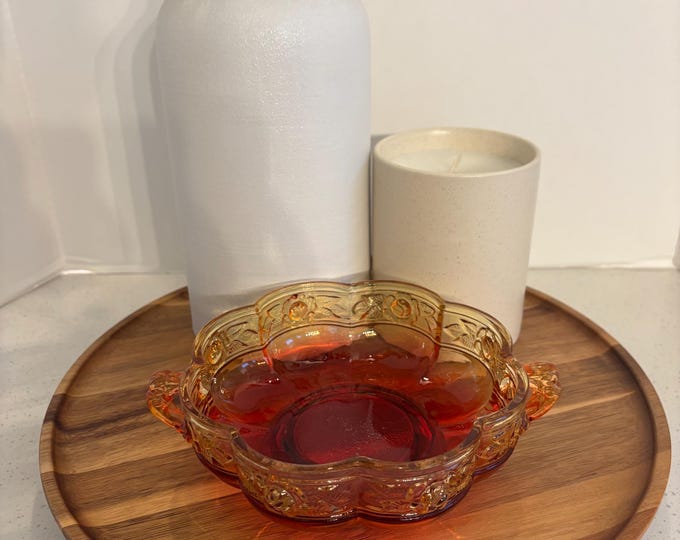 Vintage Indiana Glass Amberina Two-Handled Candy Dish