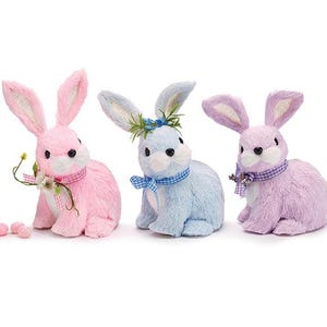 Spring Easter Bunny Table Home Decor in Pastel Pink, Lavender, or Blue