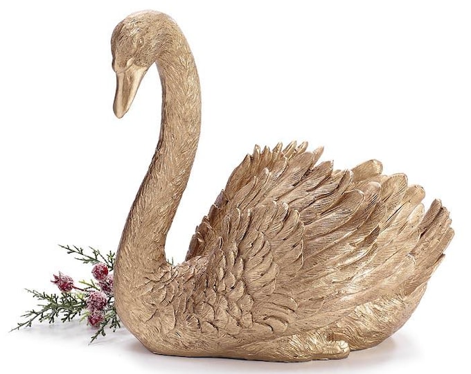 Gold Metallic Swan Planter