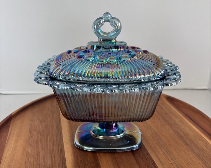 Vintage Indiana Iridescent Blue Windsor Carnival Glass