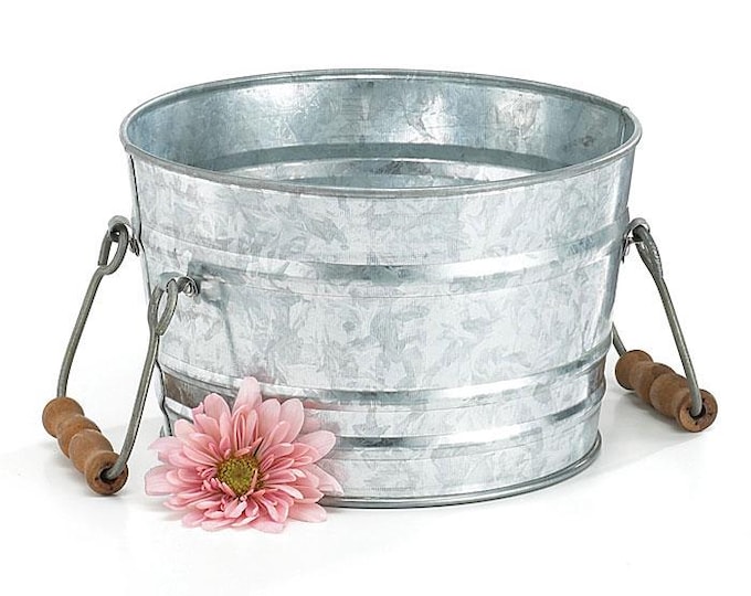 Galvanized Tin Wash Tub Planter Container - Set of 2