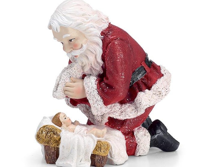Resin Santa & Baby Jesus Figurine Christmas Decor