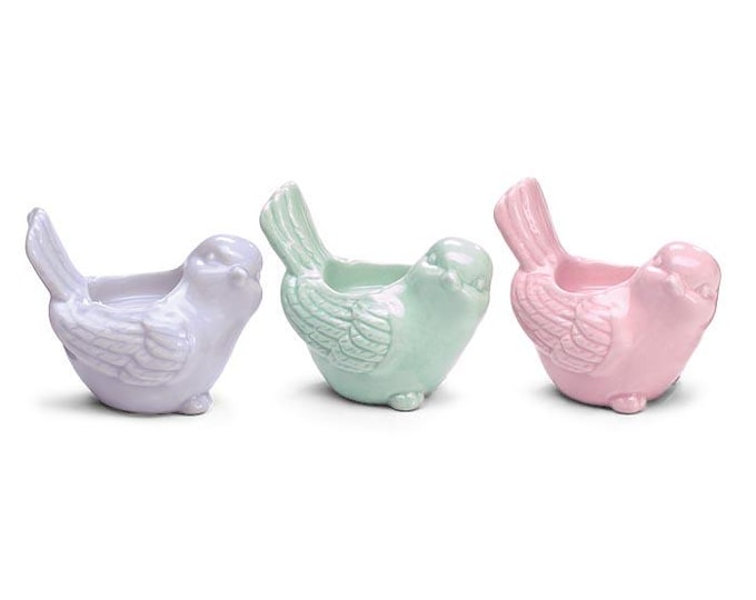 Bird Shaped Candleholder Candle Holders in Blue, Pink, and Green - Set of 3