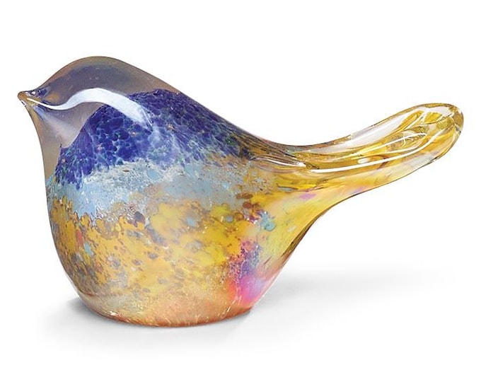 Abstract Blown Glass Bird Figurine in Speckled Colors