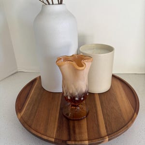 Vintage Fenton Cameo Opalescent Lily of the Valley Swung Glass Handkerchief Vase Marked