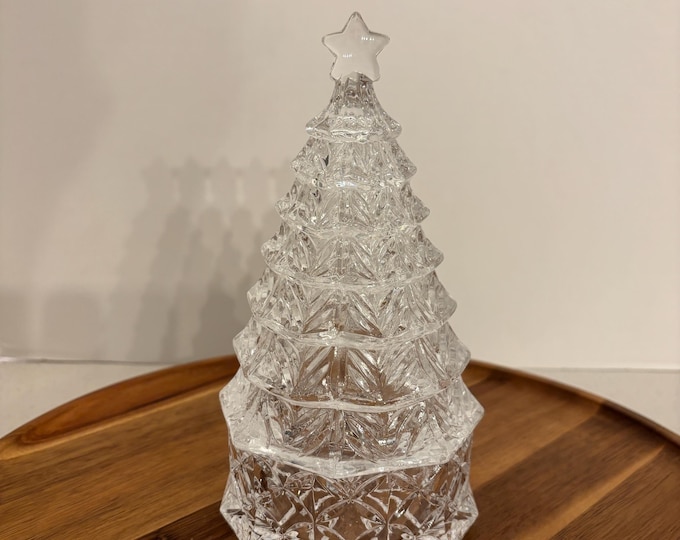 Glass Christmas Tree Candy Dish