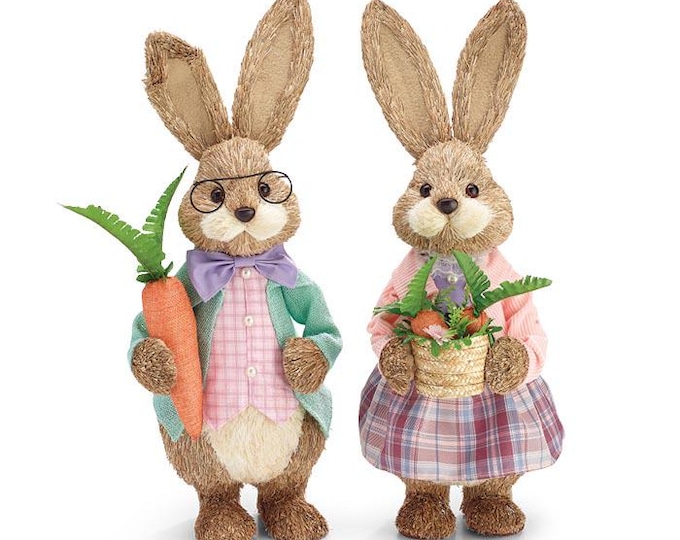 Easter Bunny Couple Spring Decor - Set of 2