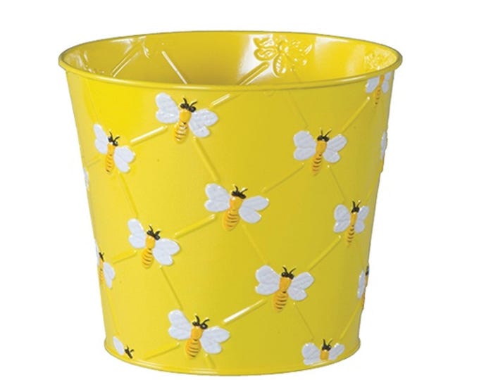 Yellow Bee Container Pot Planters - Set of 2