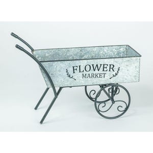 Rustic Metal Flower Cart Wheelbarrow Home Decor Accent or Floral Arranging
