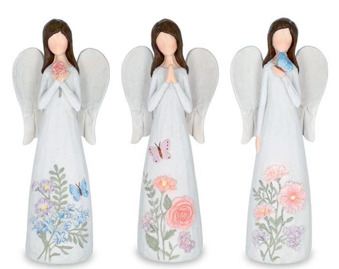Wildflower Butterflies Resin Angel Figurines - Set of 3