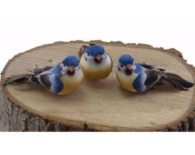 Blue Mushroom Birds Floral Picks - Set of 6