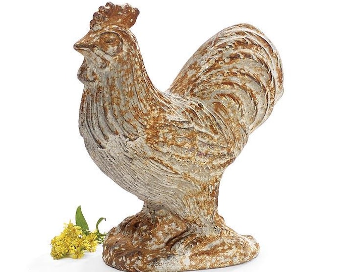 Concrete Rustic Rooster Figurine