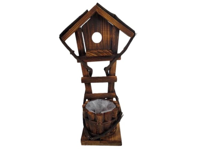 Rustic Wood Birdhouse Planter in Brown or White