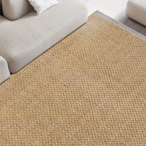 Alfombra Rosso tejida a mano de sisal y yute, alfombra natural ecológica para la decoración rústica moderna del hogar, alfombra turca moderna tejida a mano de colores imagen 1