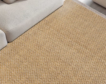 Alfombra Rosso tejida a mano de sisal y yute, alfombra natural ecológica para la decoración rústica moderna del hogar, alfombra turca moderna tejida a mano de colores