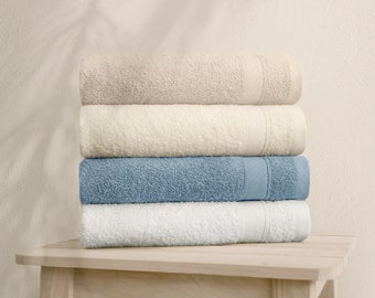 Likya Border 4 Pieces Face Towel Set, Cotton Face Hand Towels, Soft Cotton Face Towels, Soft Hand Towel, Cotton Hand Towel, Bath Towel Set