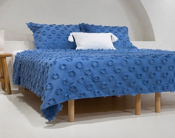 Sitra Navy Blue Bedspread 230x250 2 Pillows 50x70, Bedspread,Bed Cover, Stylish Bedspread, Vintage Bedspread, Cotton Bedspread,Modern Design