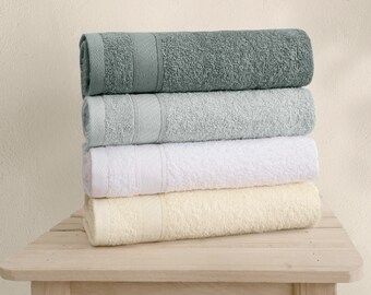 Likya Border 4 Pieces Face Towel Set, Cotton Face Hand Towels, Soft Cotton Face Towels, Soft Hand Towel, Cotton Hand Towel, Bath Towel Set