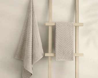 Likya Jacquard Bordered Mink Towel Set of 2 Herringbone, Cotton Face Hand Towels,Soft Cotton Face Towels, Soft Hand Towel, Cotton Hand Towel