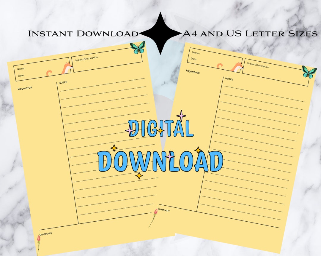 Cornell Note Taking Note Taking Cornell Paper Note Etsy