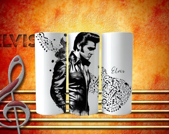 Transparentes Tumbler Wrap Design -Elvis - 20 oz Skinny Tumbler Sublimationsbild Design - 9,2 x 8,3 ” - 300 DPI - PNG