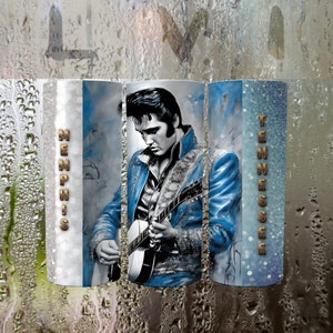 No transparent Tumbler Wrap Design -Elvis - 20 oz skinny tumbler sublimation image Design - 9.2 x 8.3”  - 300 DPI - PNG