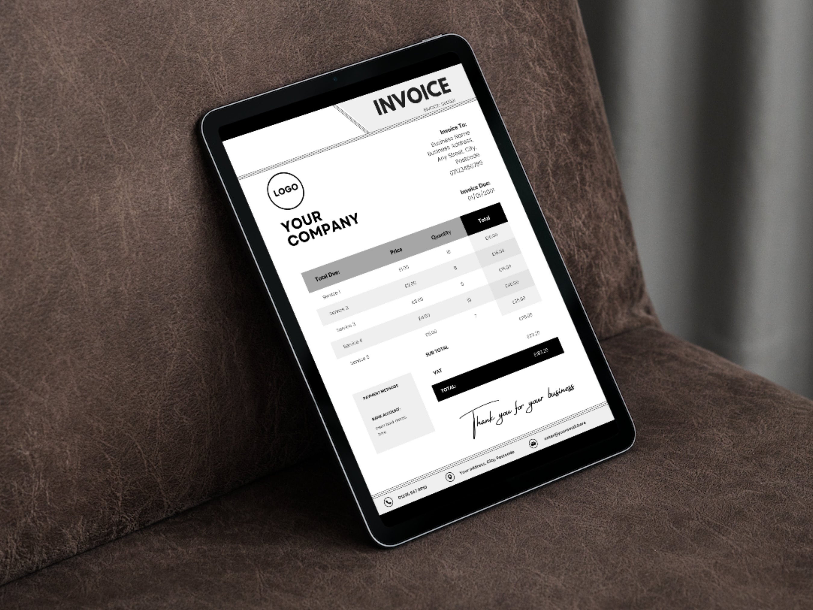 Editable Invoice Template Digital Invoice Template Custom Etsy