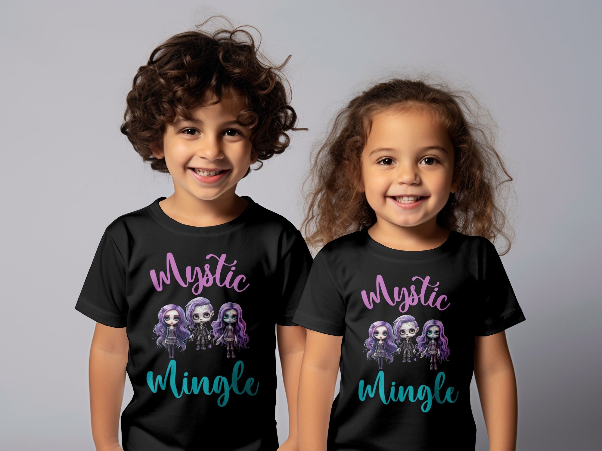 Discover Cute Halloween Group T-shirt, "Mystic Mingle" Group Tees: Dive into Halloween's Enchanted World! Toddler Boys Girls Youth funny Tshirts