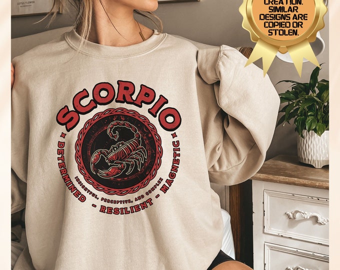 Scorpio Sweatshirt, Zodiac Sweater, Retro Scorpio, Astrology Sweatshirt, Gift for Scorpio, Horoscopes Sweater, Scorpio Zodiac Sweatshirt