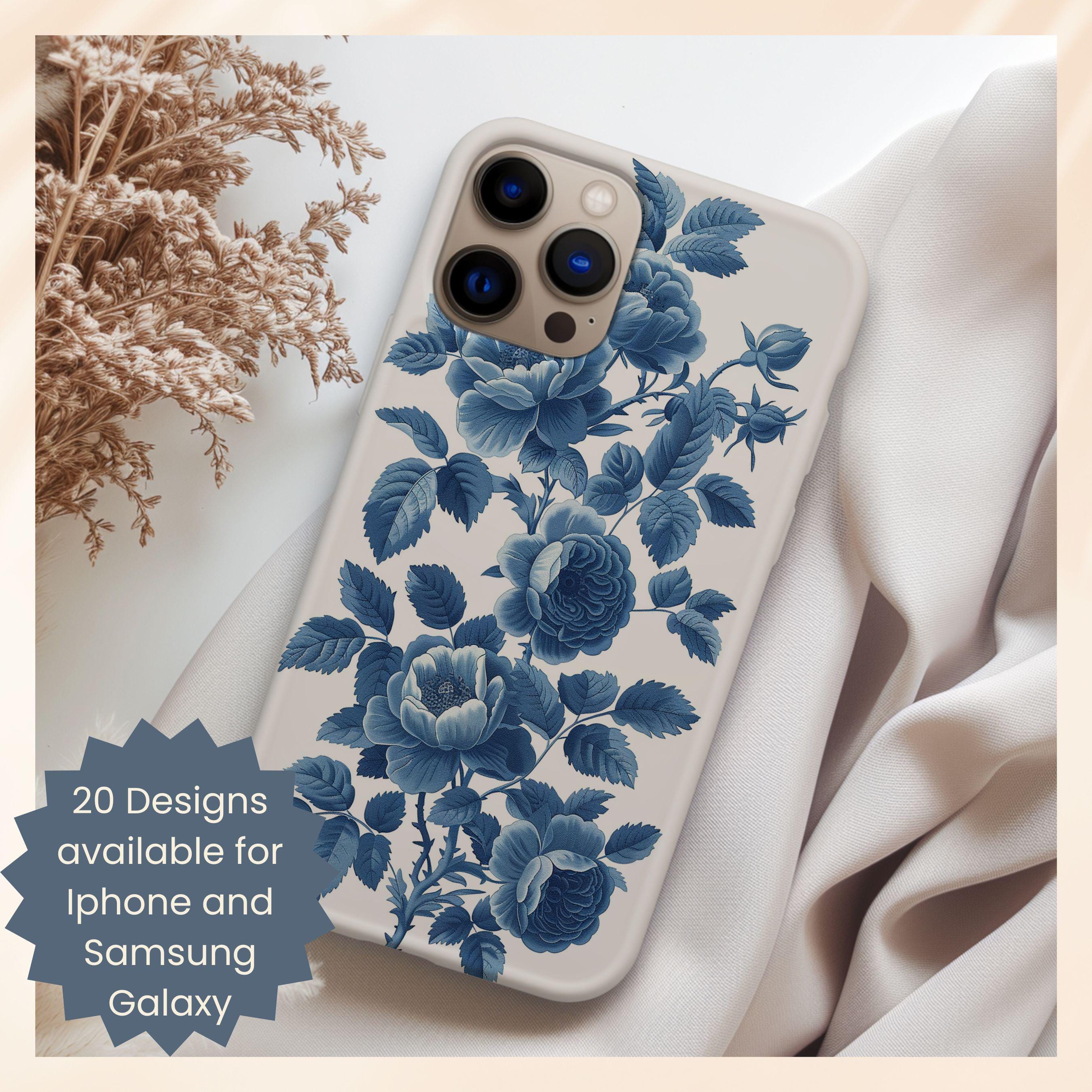 French Vintage Toile De Jouy iPhone Case, Blue and White Floral