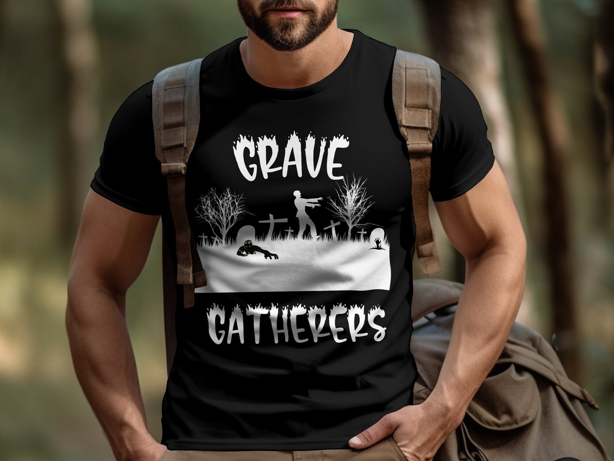 Discover Halloween Matching Zombie T-shirt, Grave Gatherers Apparel: The Ultimate in Zombie Group Fashion funny shirt, costume party tee