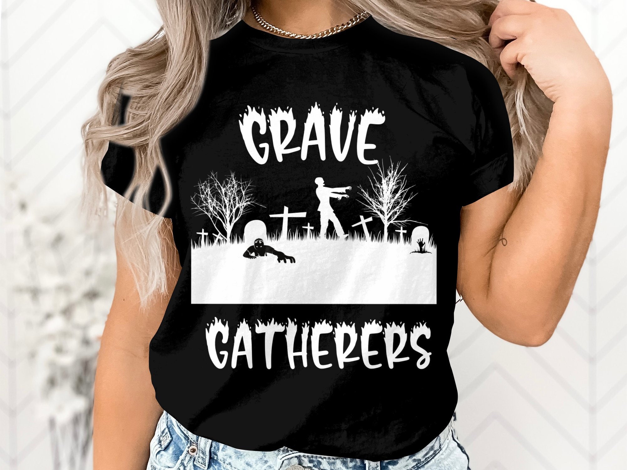 Discover Halloween Matching Zombie T-shirt, Grave Gatherers Apparel: The Ultimate in Zombie Group Fashion funny shirt, costume party tee