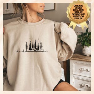Camping Heartbeat Sweatshirt, Camping Sweatshirt, Camping Gift, Family Camping Sweatshirt, Camping Mom Dad Sweatshirt, Camp Life Tee Nature