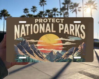 Protect National Parks License Plate, Outdoorsy Ranger Car Tag