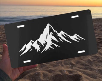 Mountain Front License Plate, Mountains Silhouette Car Tag