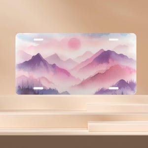 Mountain License Plate Frame, Watercolor Mountains Vanity License Plate, Front License Plate For Women, License Plate Frame Aesthetic