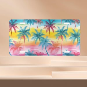 Palm Tree License Plate, Tropical Vanity License Plate, Sunset Summer Front License Plate, Beachy Car Accessories, Palm Trees Car Tag