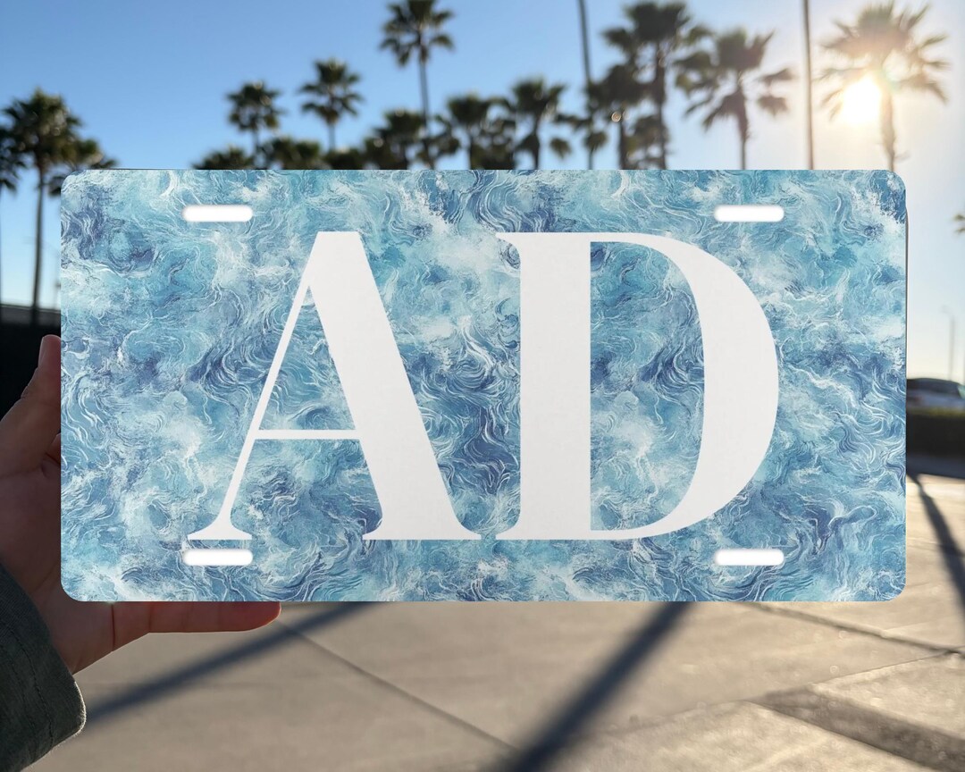 Custom Ocean Marble Front License Plate, Beach Waves Car Tag - Etsy