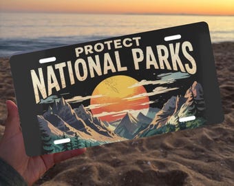 Protect National Parks Front License Plate, Save NPR Conservation Awareness, Outdoorsy Ranger Car Tag