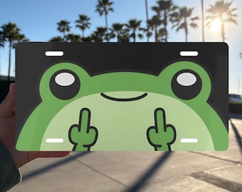 Funny Frog License Plate, Kawaii Anime Reptile Car Tag