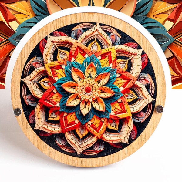 Mandala Wooden Puzzle - Etsy