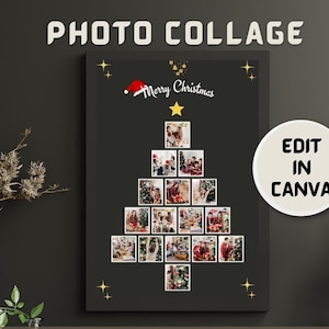 Christmas Tree Photo Collage Frame Template, Instantly Editable Christmas Tree Photo Collage, Christmas Collage, 24x36 Poster Template